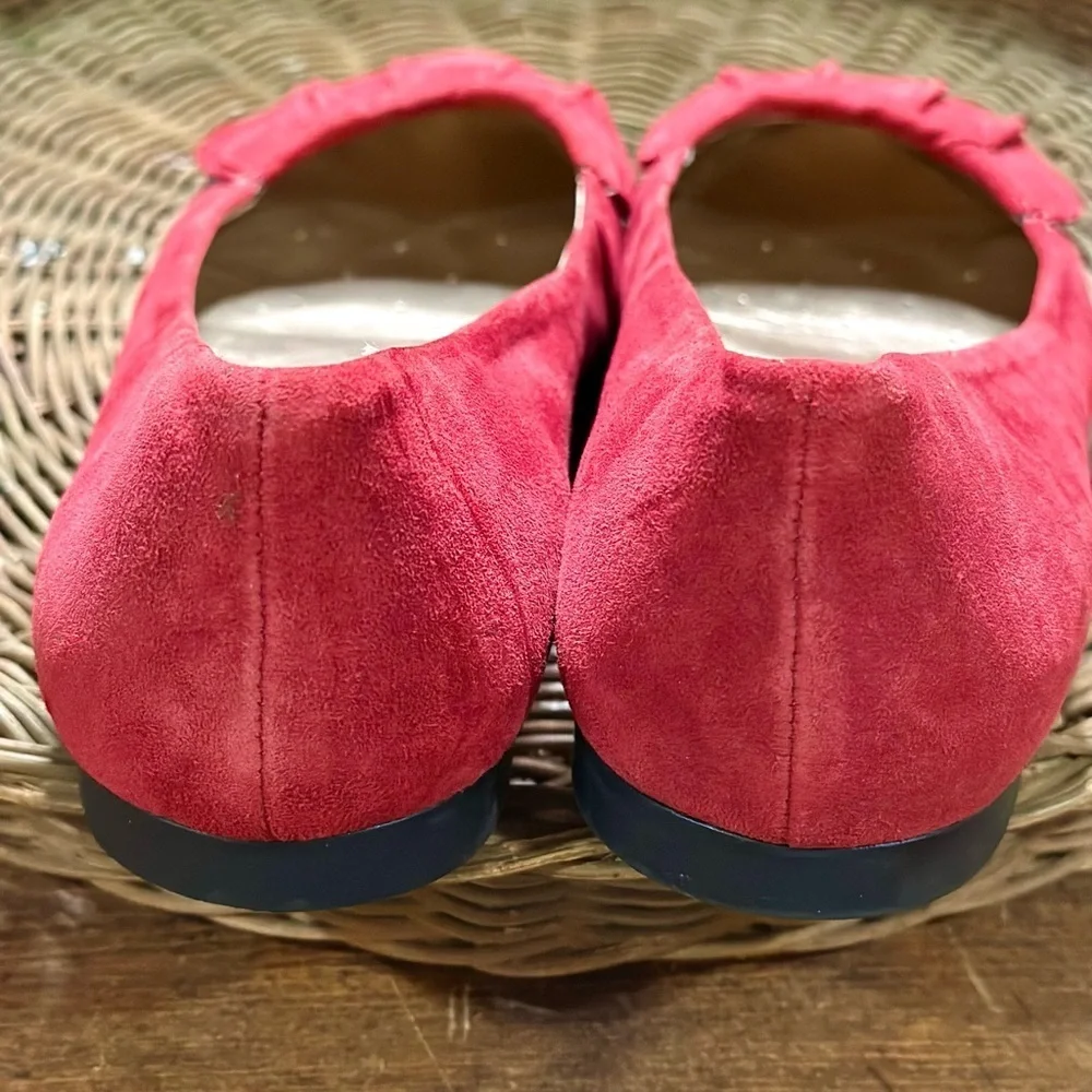 L.L. Bean Women's Red Suede Ruffle Shoes